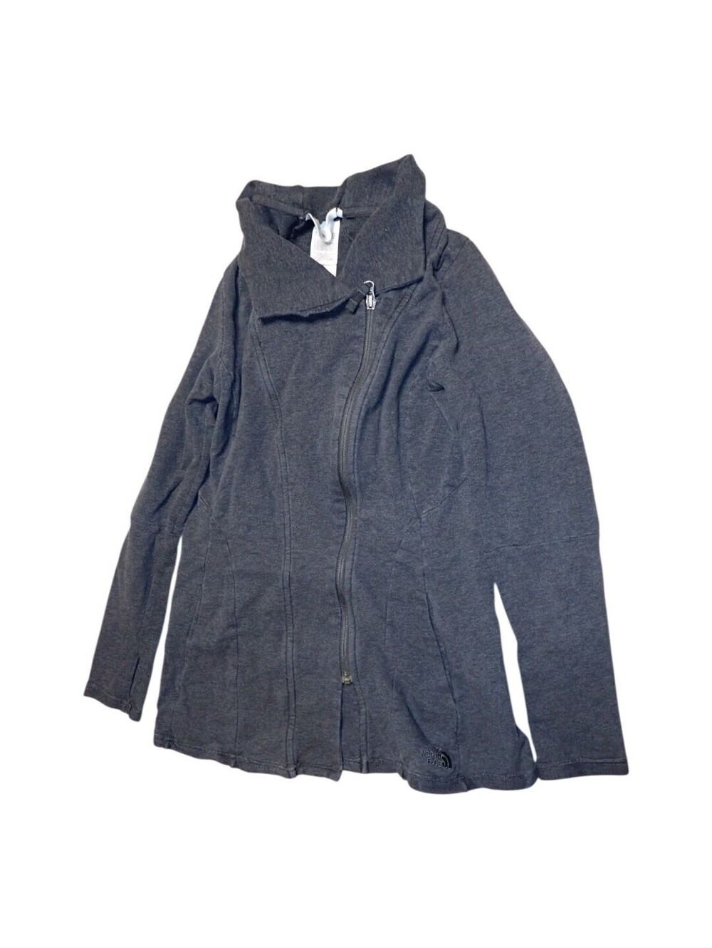 The North Face Jacket Small S Charcoal Gray Asymmetrical Zip Funnel Collar